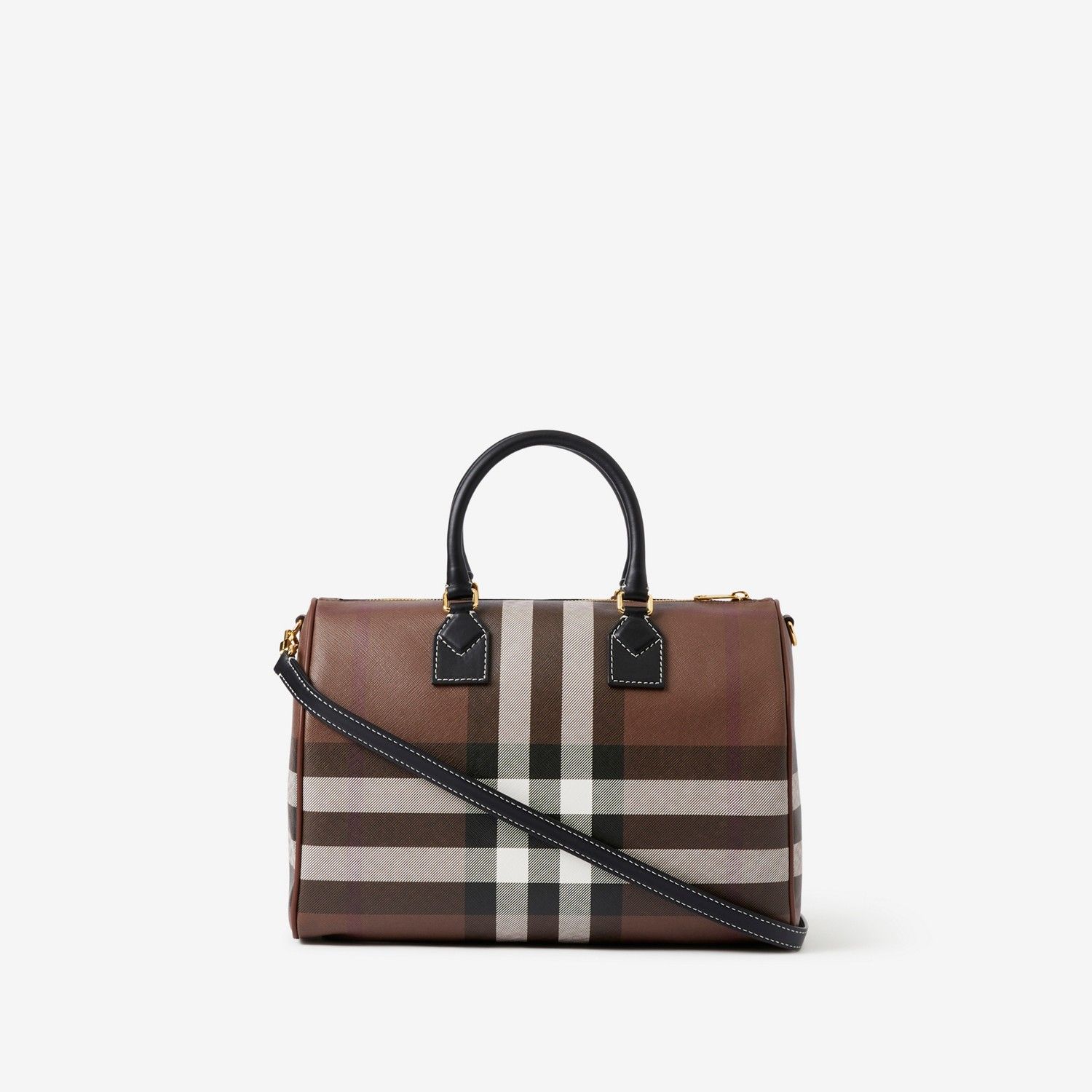 Burberry Medium Check Bowling Bag Dark Birch Brown