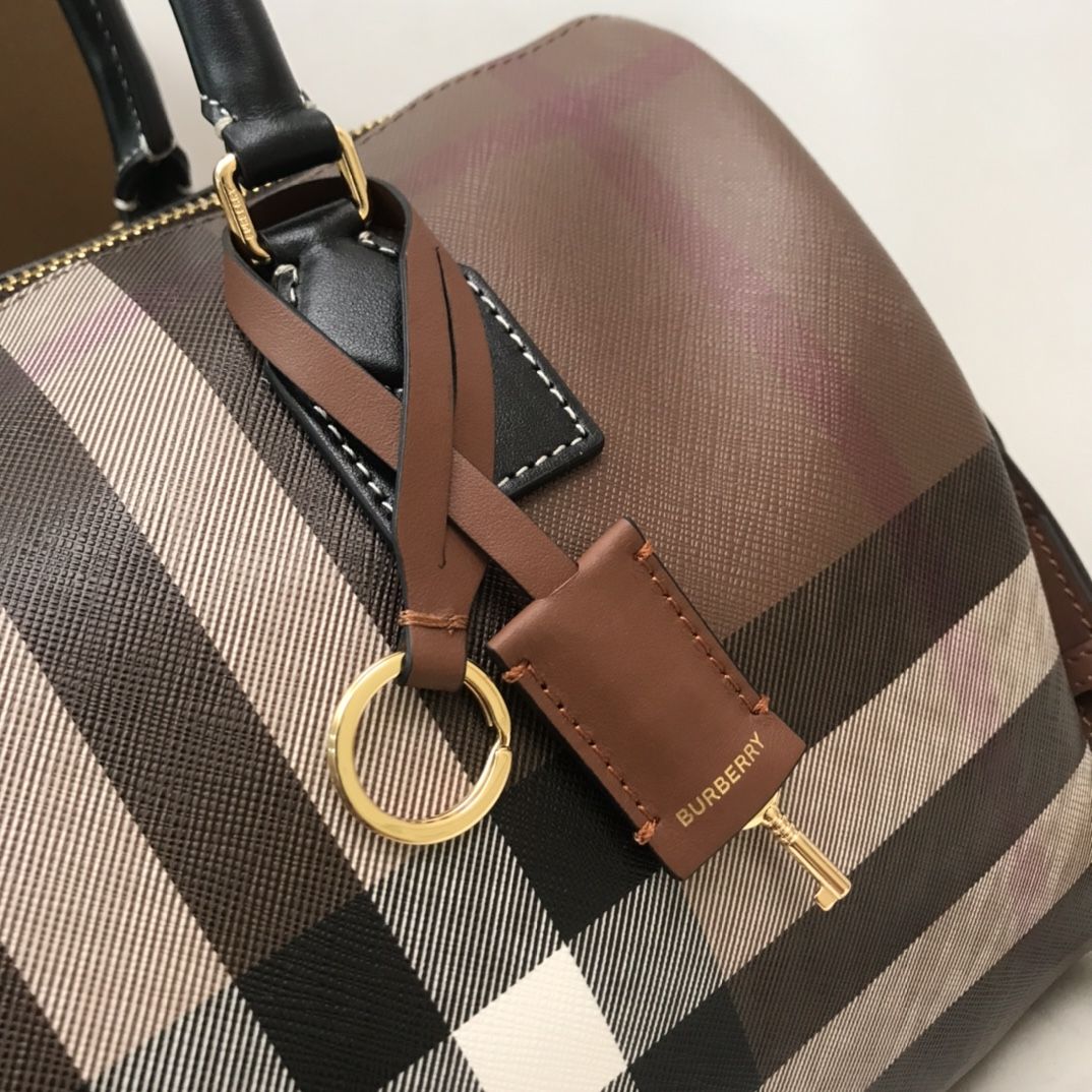 Burberry Medium Check Bowling Bag Dark Birch Brown