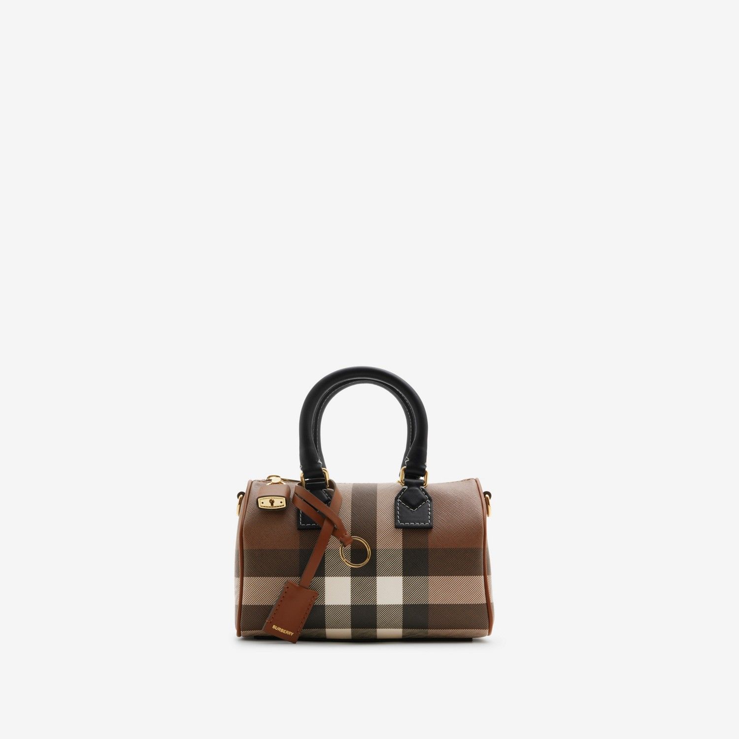 Burberry Mini Check Bowling Bag Dark Birch Brown