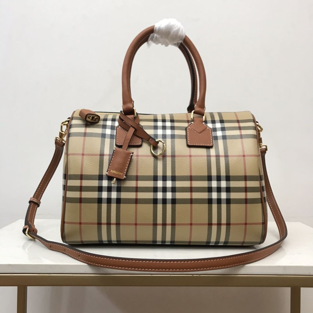 Burberry Medium Check Bowling Bag Archive Beige