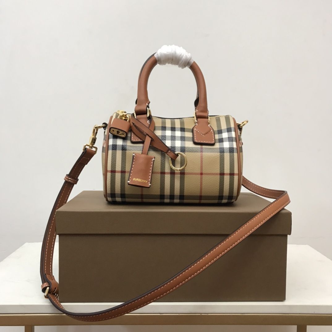 Burberry Mini Check Bowling Bag Archive Beige