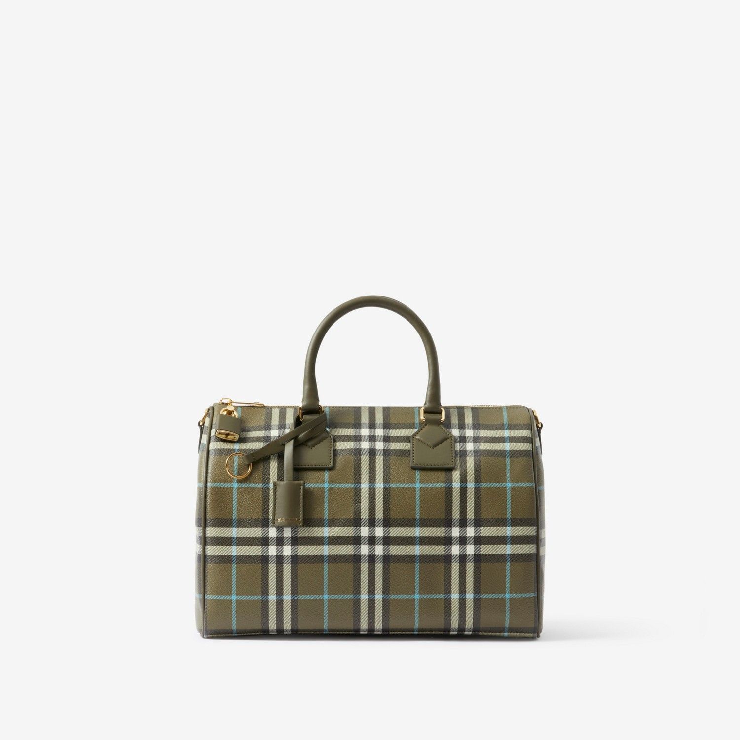 Burberry Medium Check Bowling Bag Olive Green