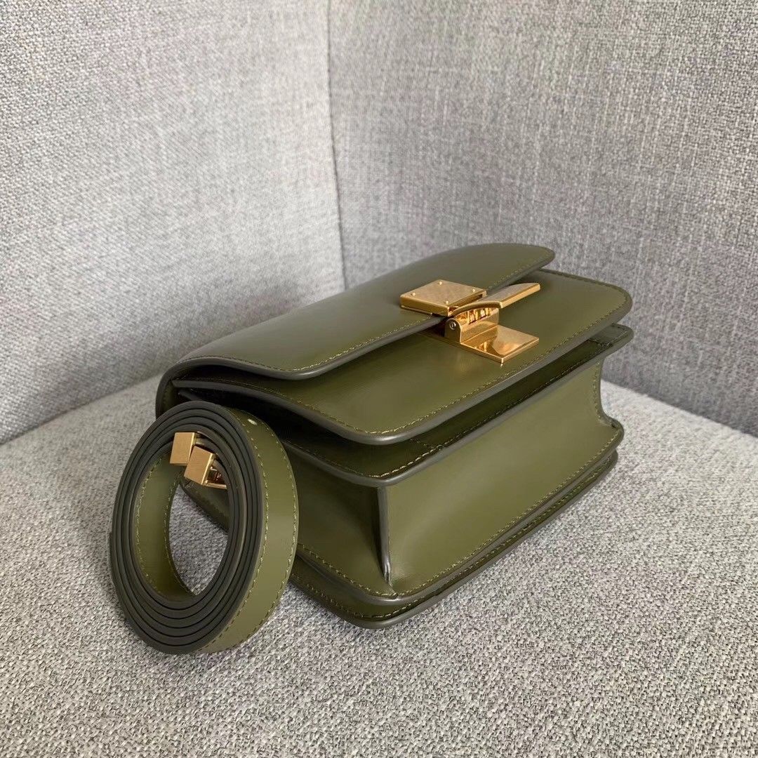 Celine Classic Box Small Bag In Army Green Box Calfskin