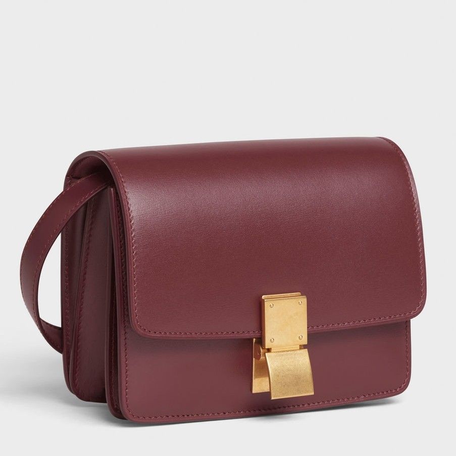 Celine Classic Box Small Bag In Bordeaux Box Calfskin