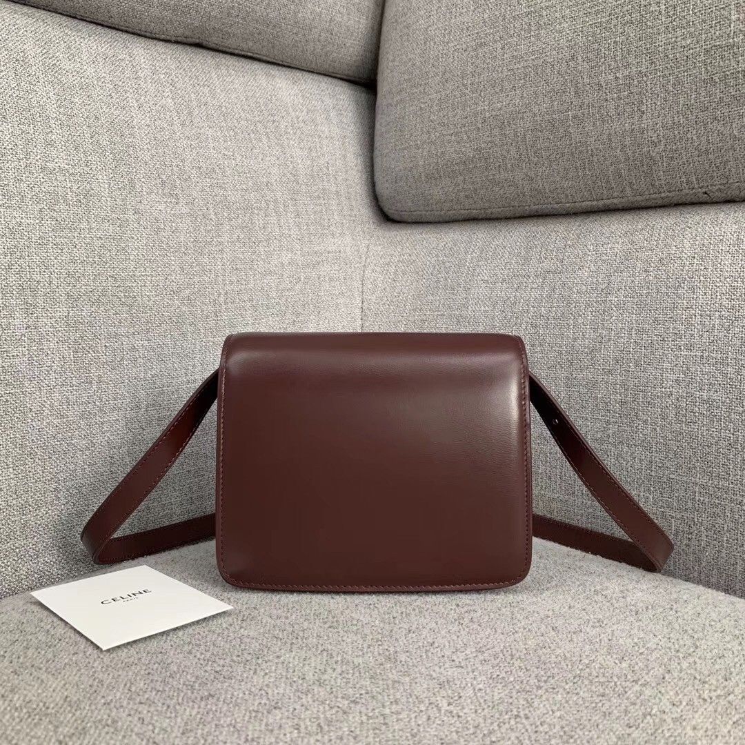 Celine Classic Box Small Bag In Bordeaux Box Calfskin