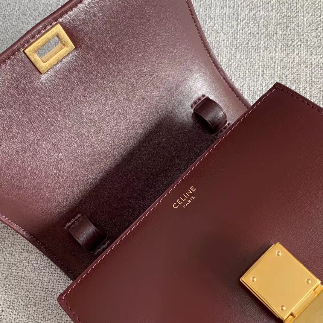 Celine Classic Box Small Bag In Bordeaux Box Calfskin