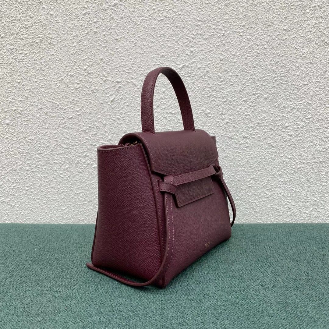 Celine Belt Nano Bag In Bordeaux Grained Calfskin