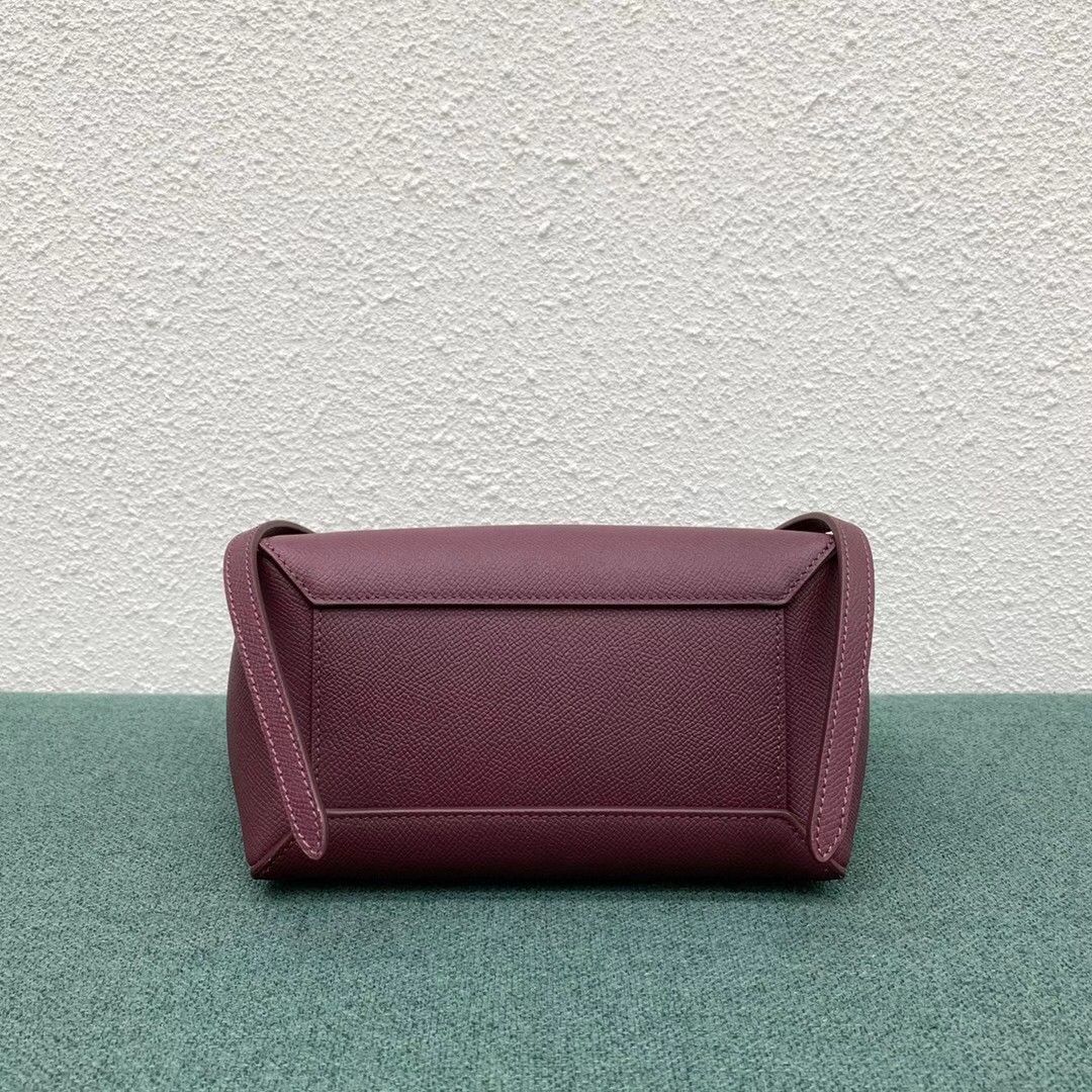 Celine Belt Nano Bag In Bordeaux Grained Calfskin