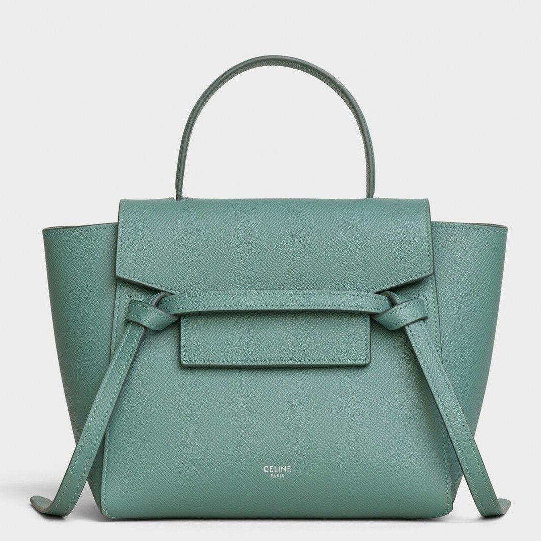 Celine Belt Nano Bag In Celadon Grained Calfskin