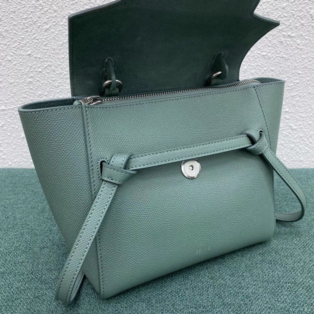 Celine Belt Nano Bag In Celadon Grained Calfskin