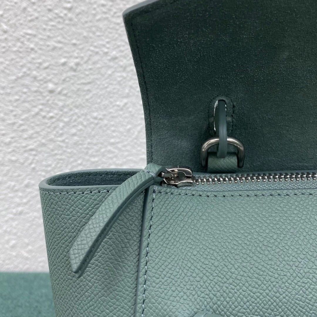 Celine Belt Nano Bag In Celadon Grained Calfskin