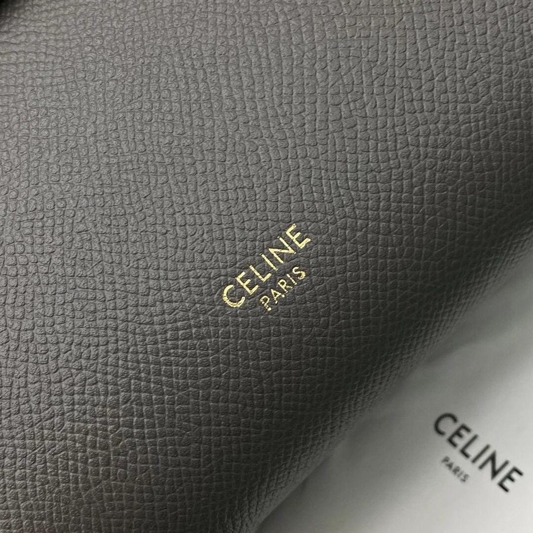 Celine Belt Nano Bag In Grey Grained Calfskin