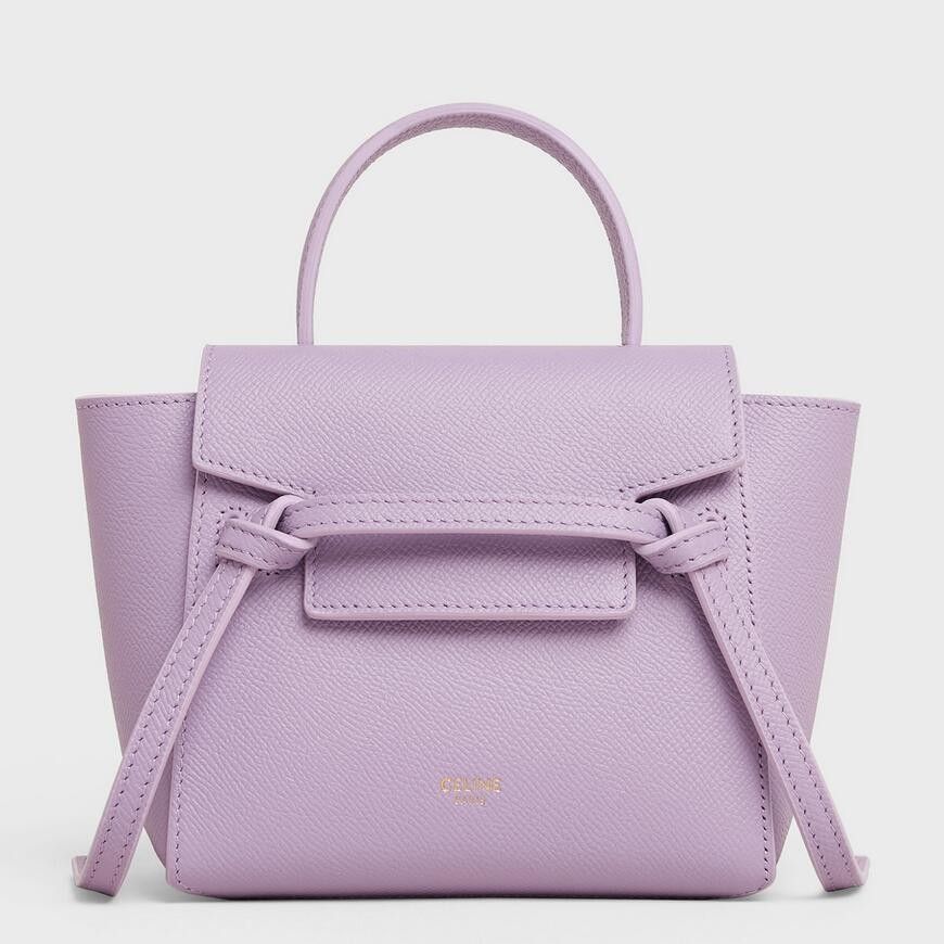 Celine Belt Nano Bag In Lilas Grained Calfskin