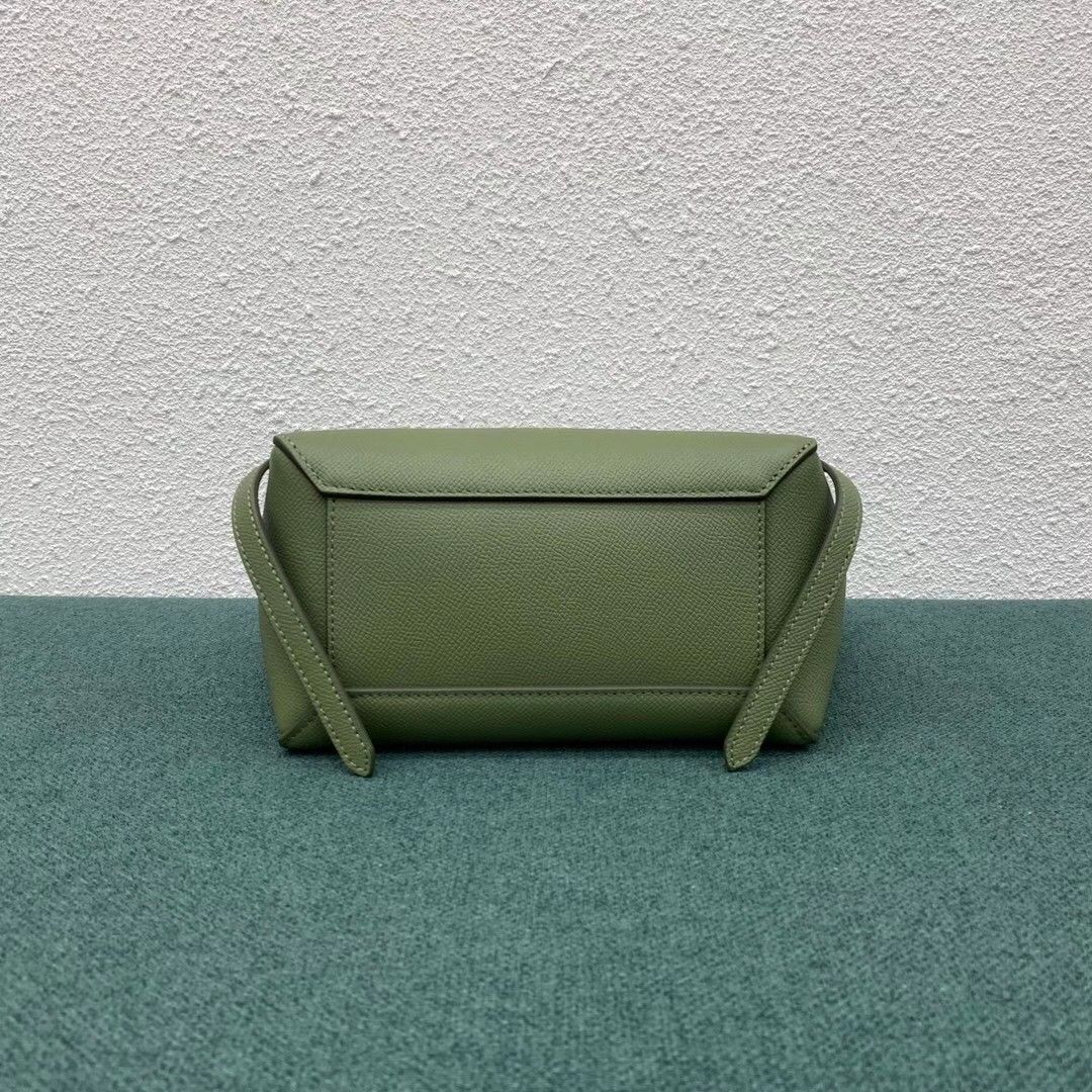 Celine Belt Nano Bag In Light Khaki Grained Calfskin