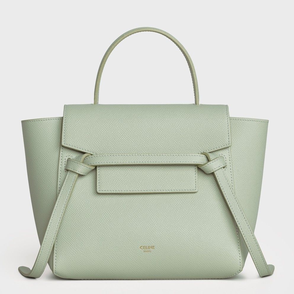 Celine Belt Nano Bag In Vert D'eau Grained Calfskin