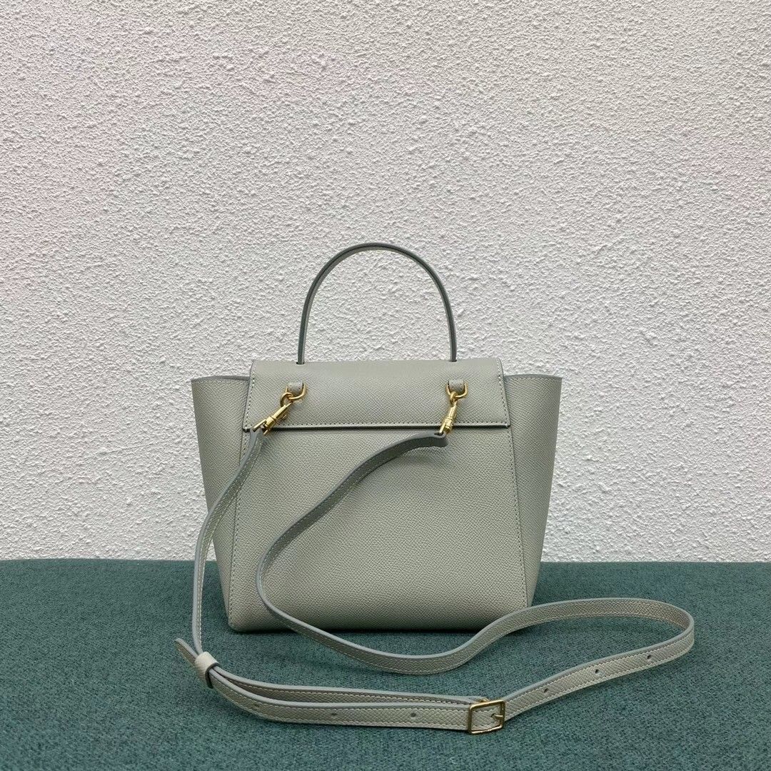 Celine Belt Nano Bag In Vert D'eau Grained Calfskin