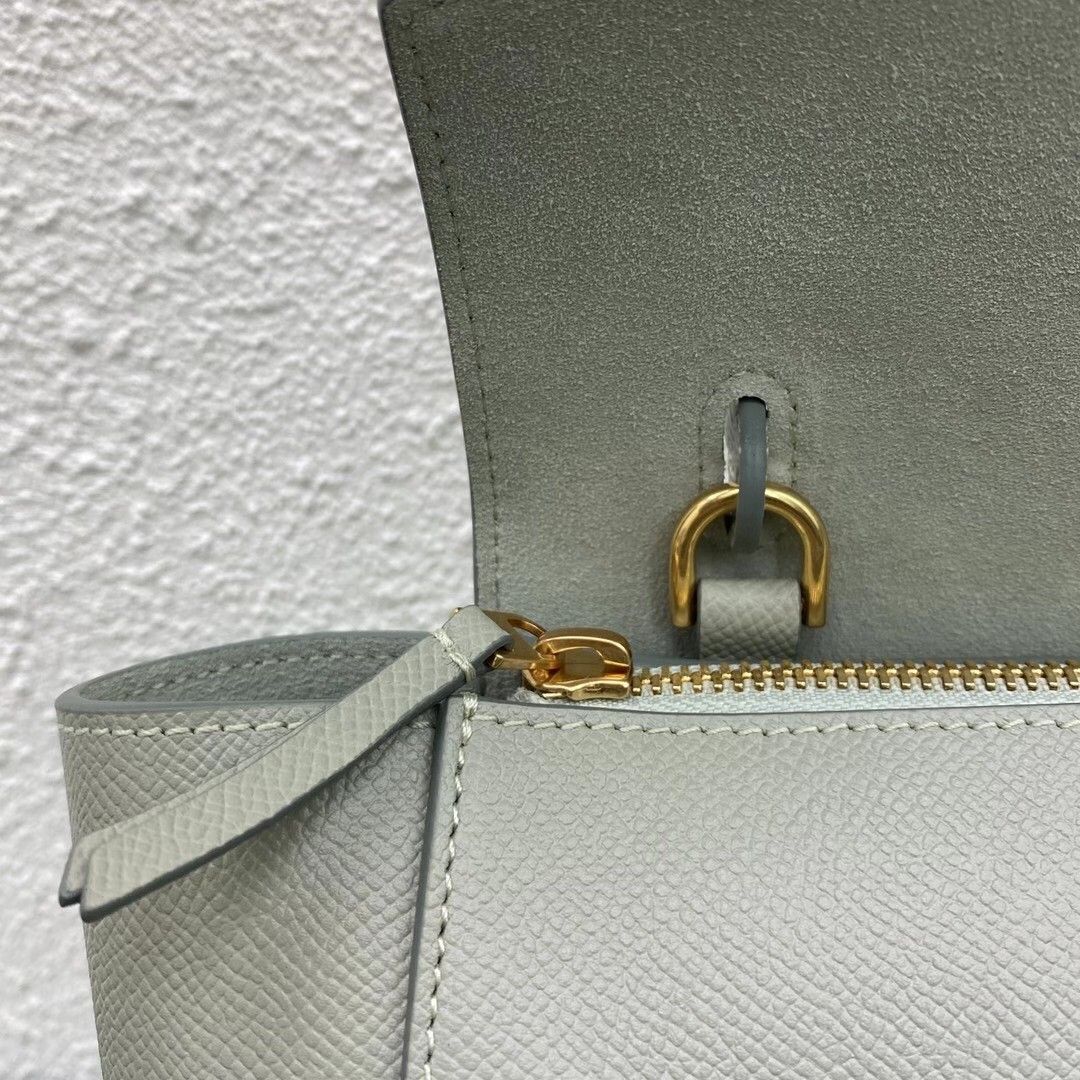 Celine Belt Nano Bag In Vert D'eau Grained Calfskin