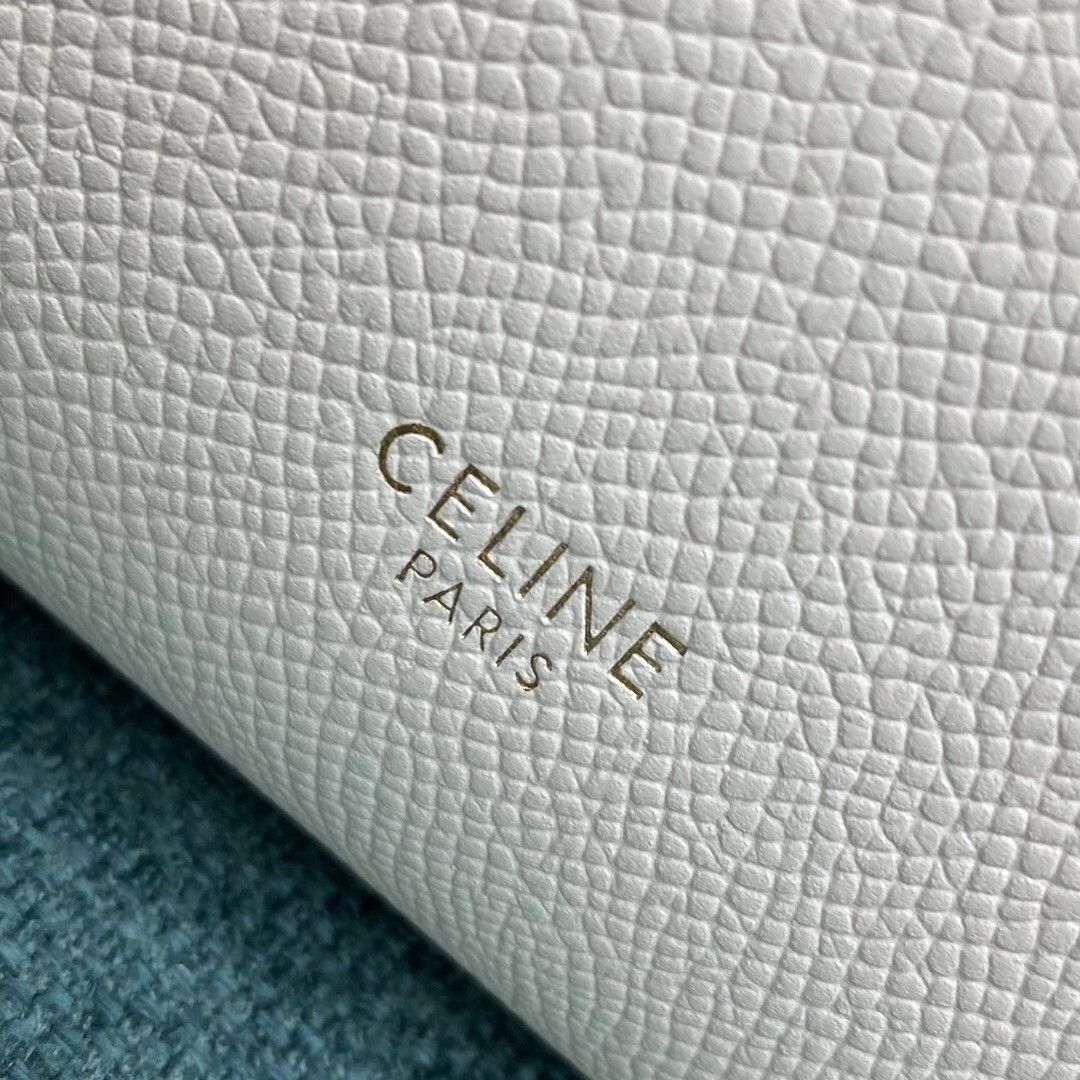 Celine Belt Nano Bag In White Grained Calfskin