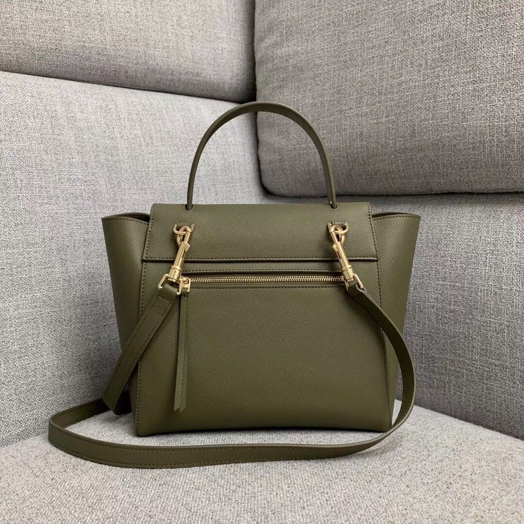 Celine Micro Belt Bag In Army Green Grained Calfskin