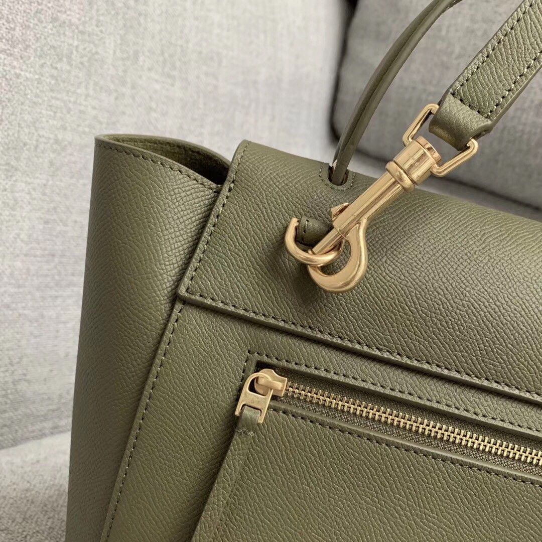 Celine Micro Belt Bag In Army Green Grained Calfskin