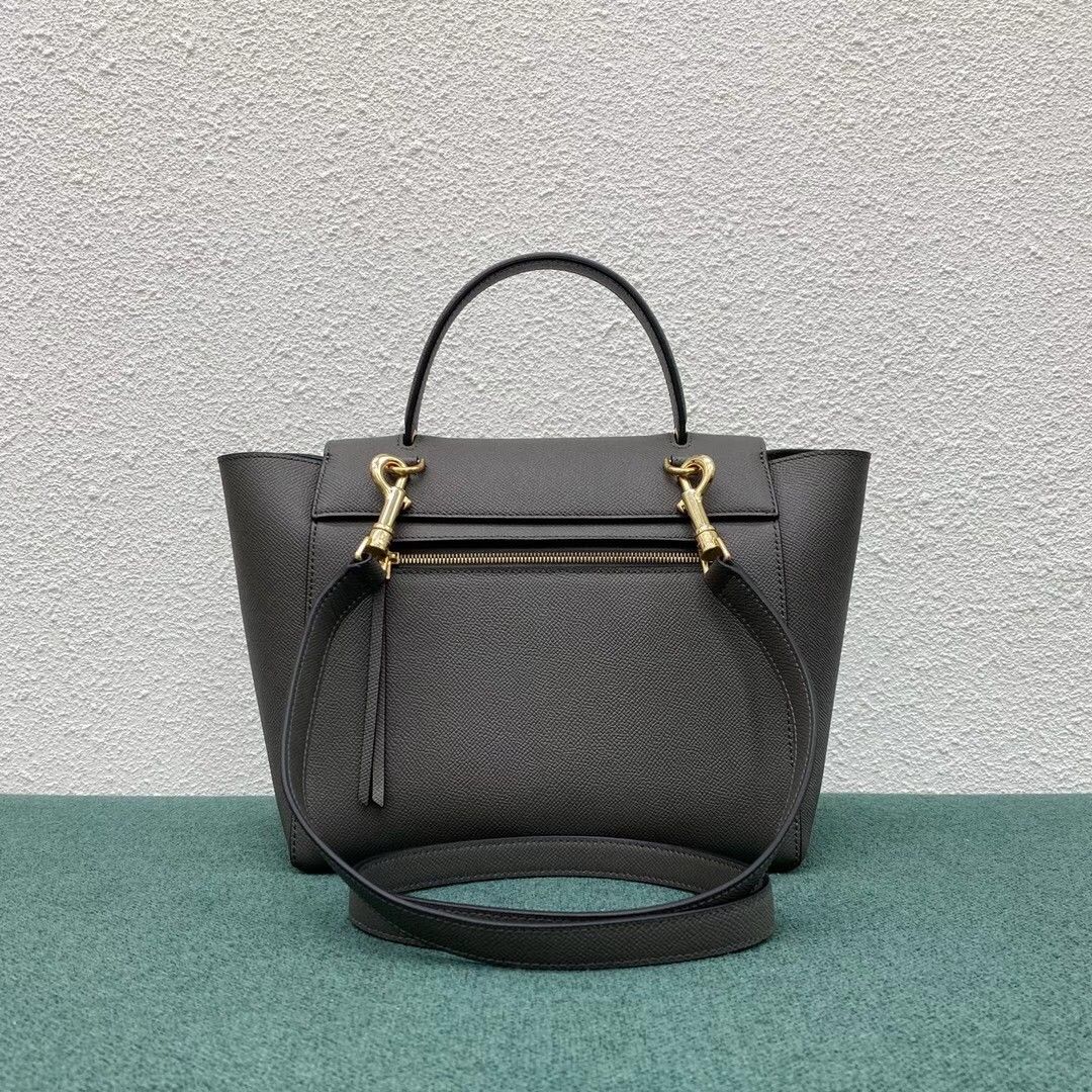 Celine Micro Belt Bag In Grey Grained Calfskin