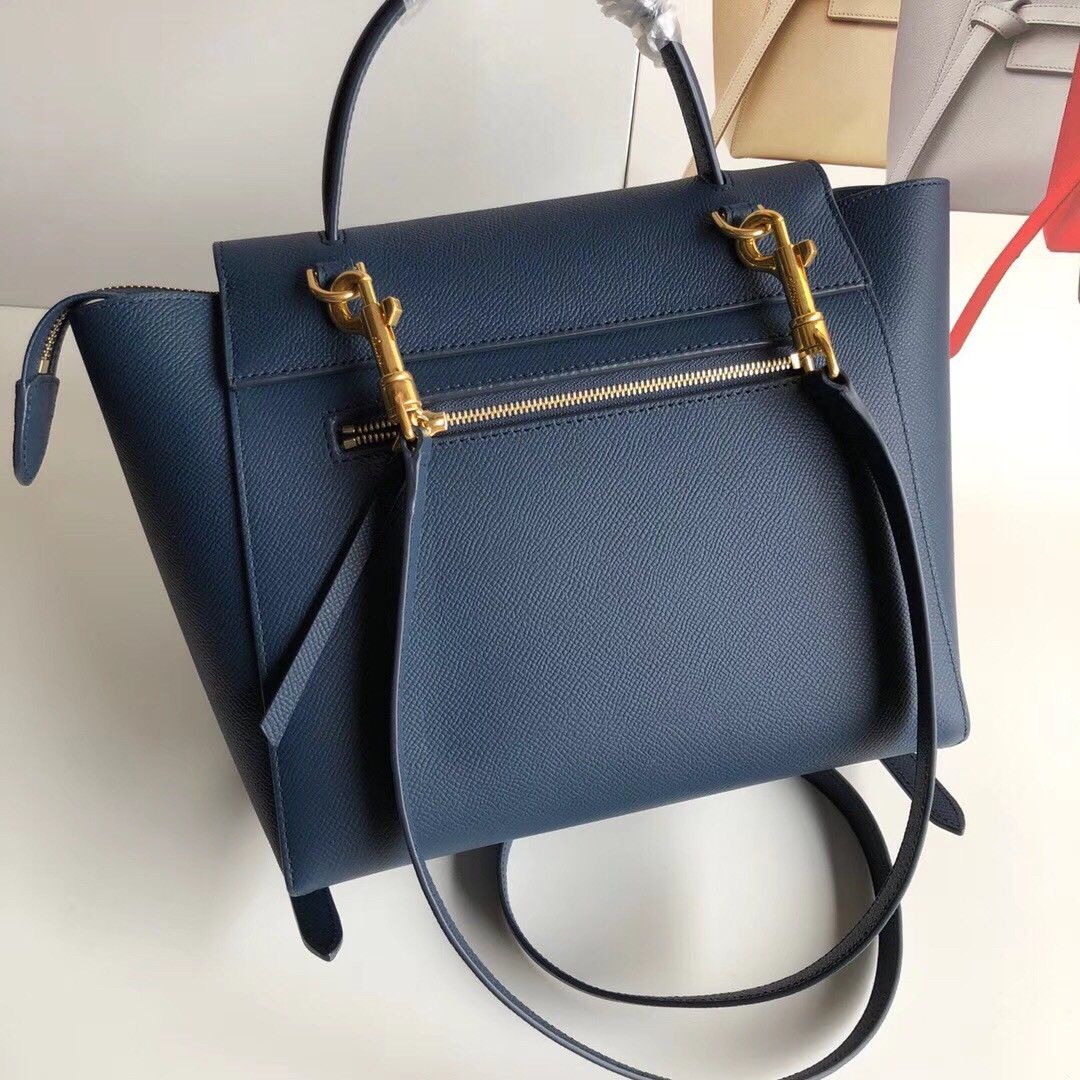 Celine Micro Belt Bag In Navy Blue Grained Calfskin