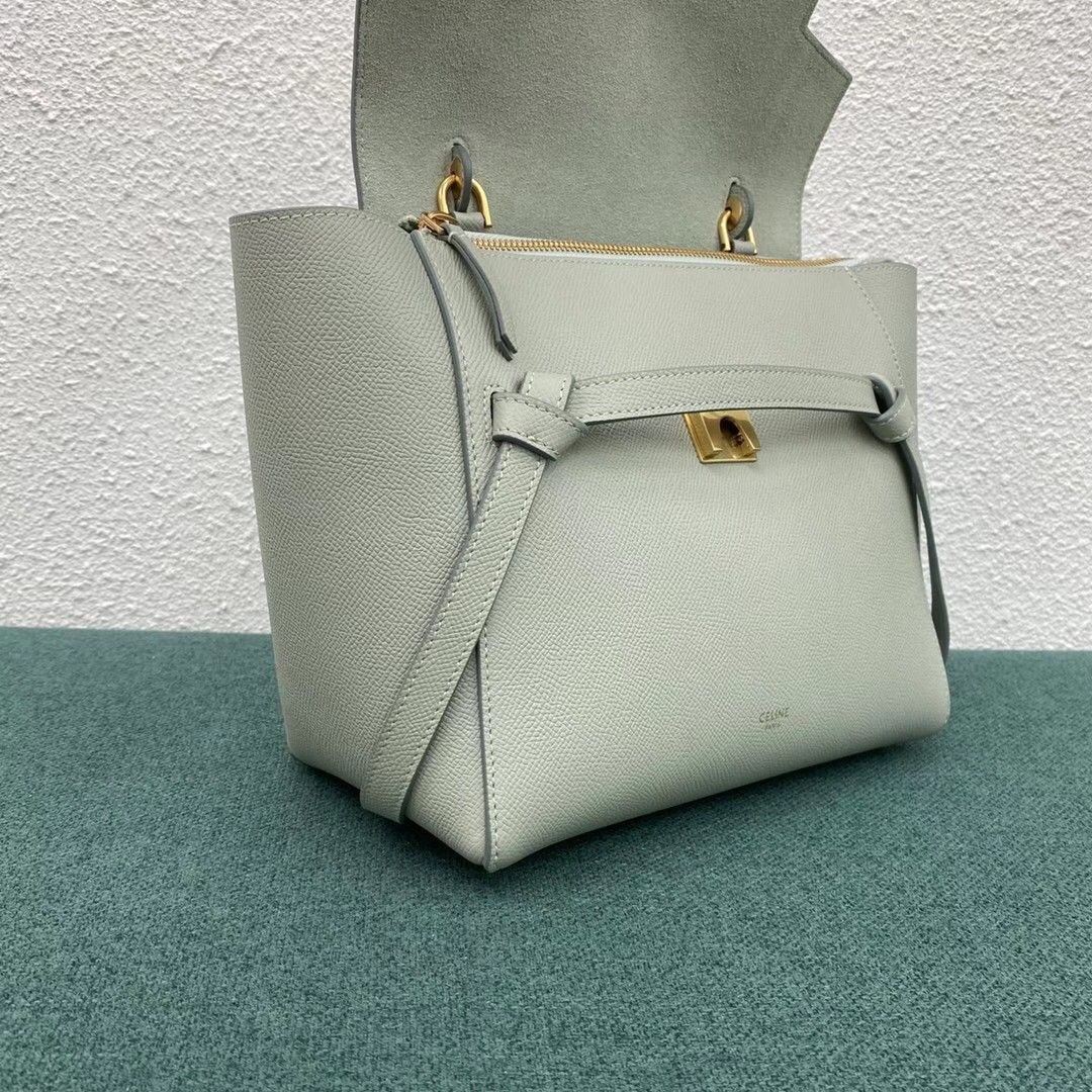 Celine Micro Belt Bag In Vert D'eau Grained Calfskin