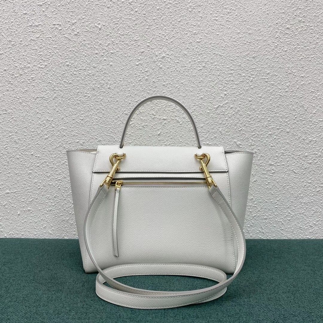 Celine Micro Belt Bag In White Grained Calfskin