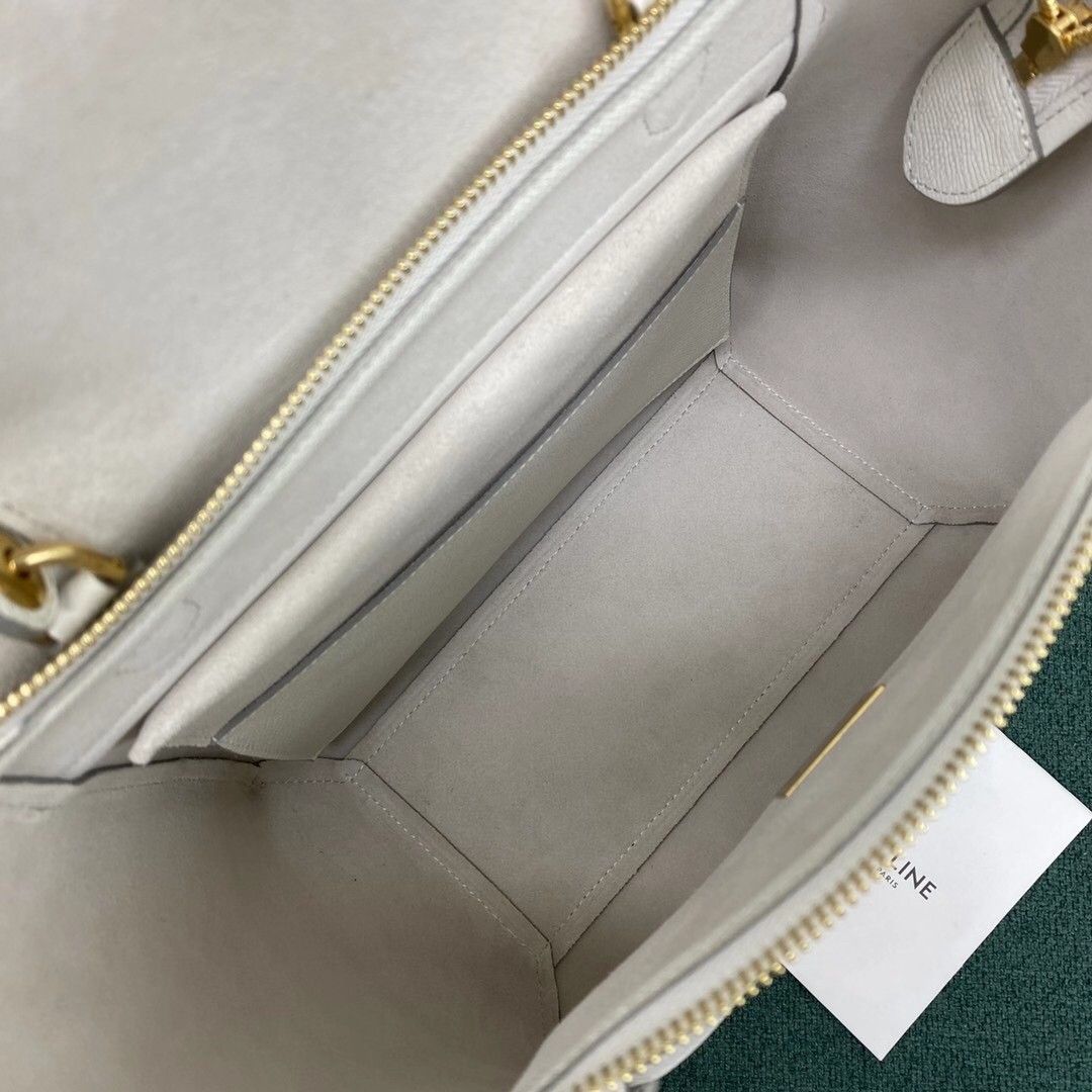 Celine Micro Belt Bag In White Grained Calfskin