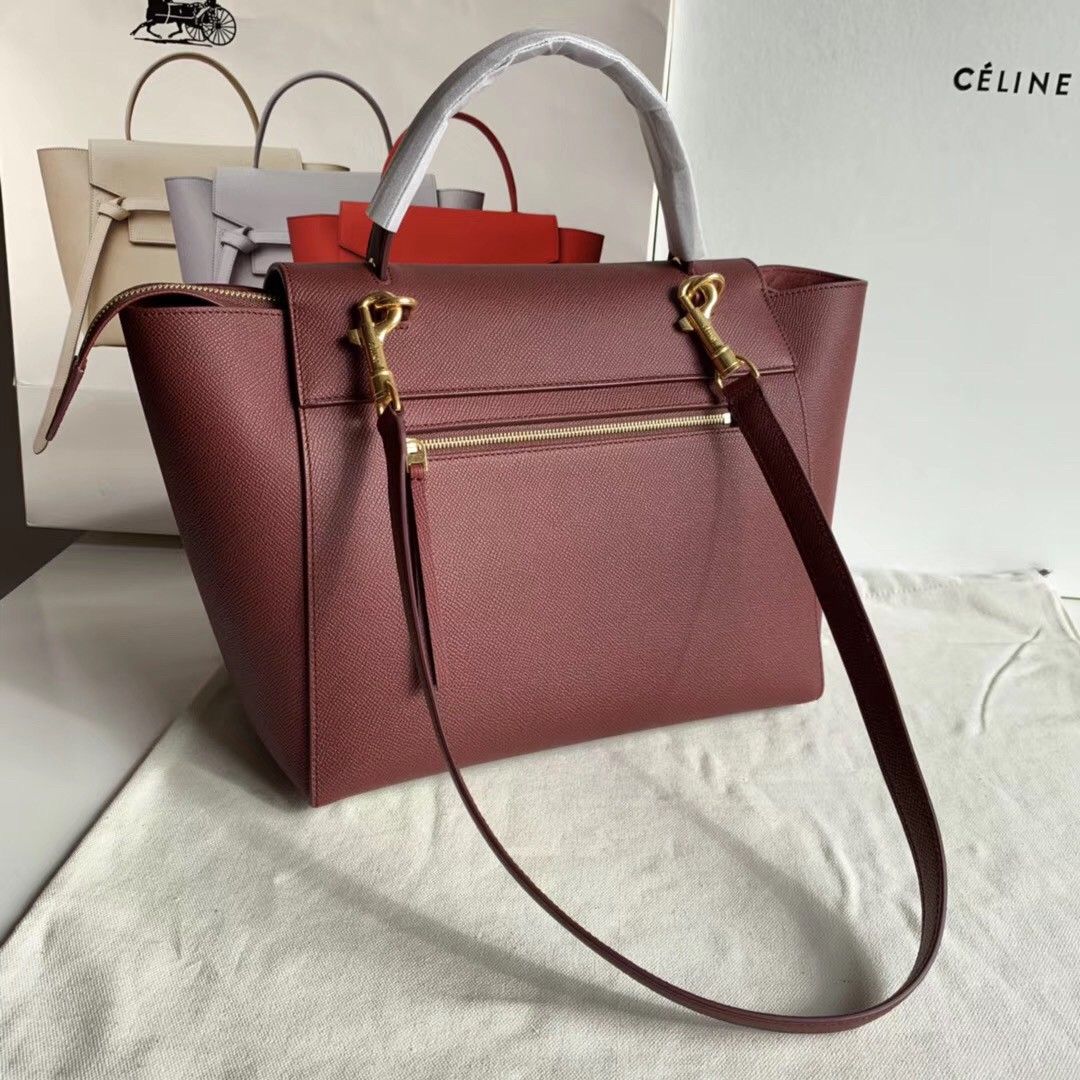 Celine Belt Mini Bag In Bordeaux Grained Calfskin