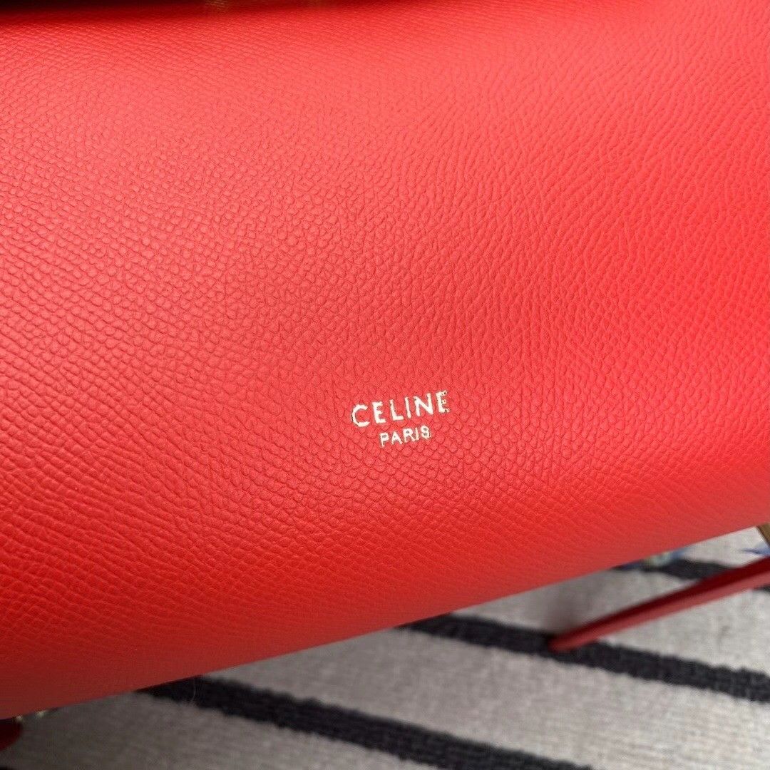 Celine Belt Mini Bag In Red Grained Calfskin