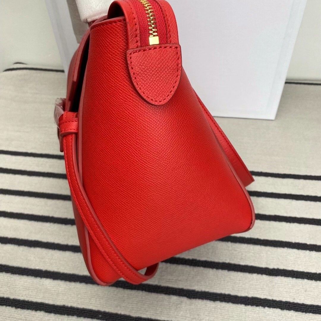 Celine Belt Mini Bag In Red Grained Calfskin