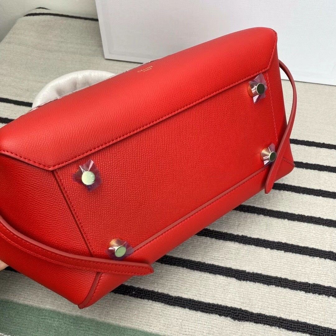 Celine Belt Mini Bag In Red Grained Calfskin