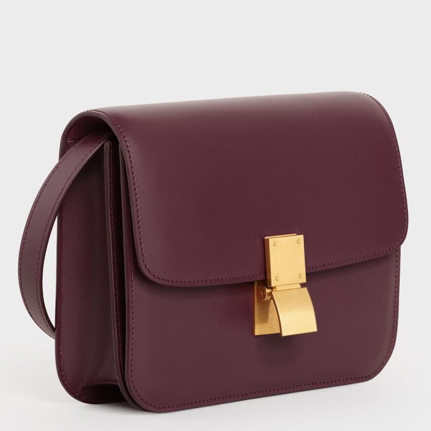 Celine Classic Box Teen Bag In Burgundy Box Calfskin