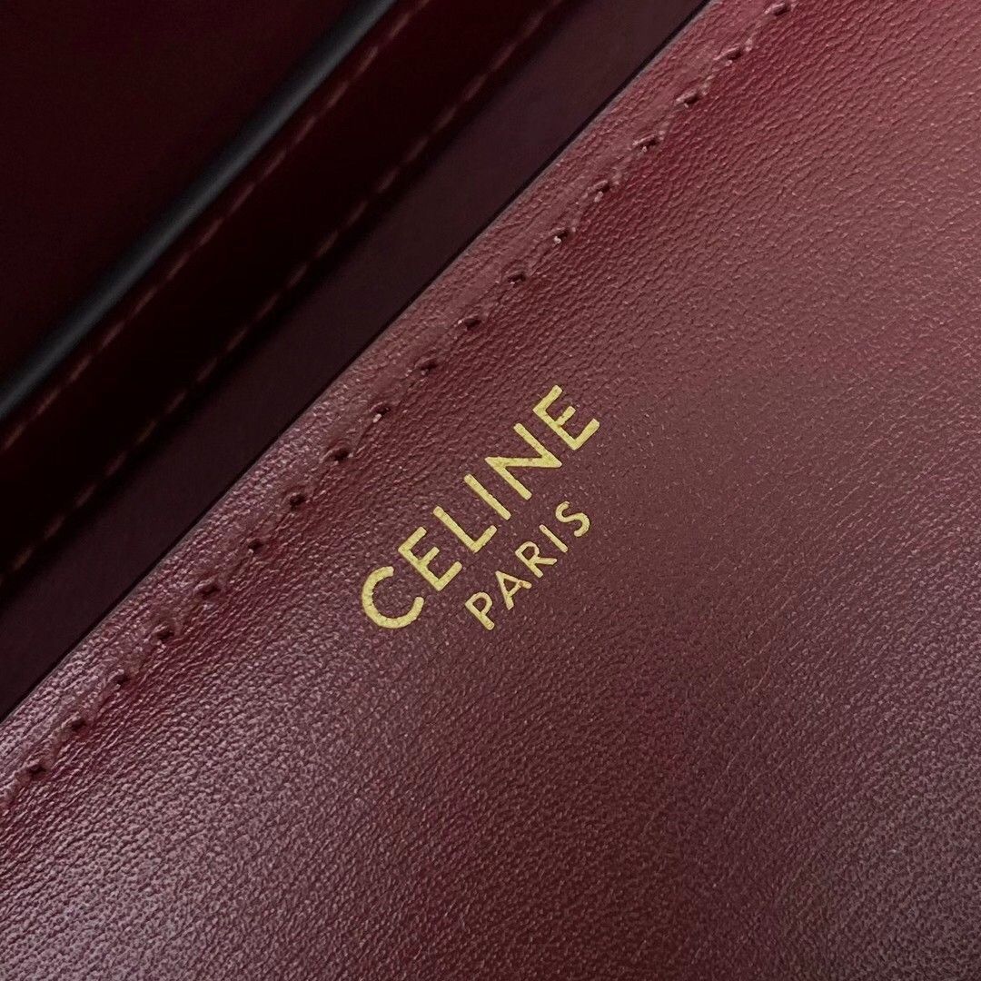 Celine Classic Box Teen Bag In Burgundy Box Calfskin