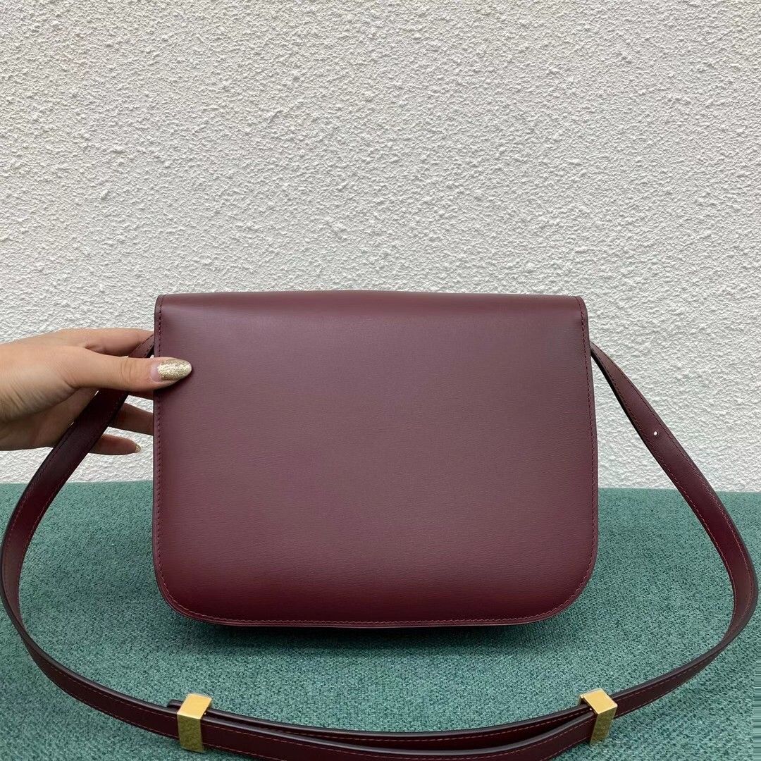 Celine Classic Box Medium Bag In Bordeaux Box Calfskin