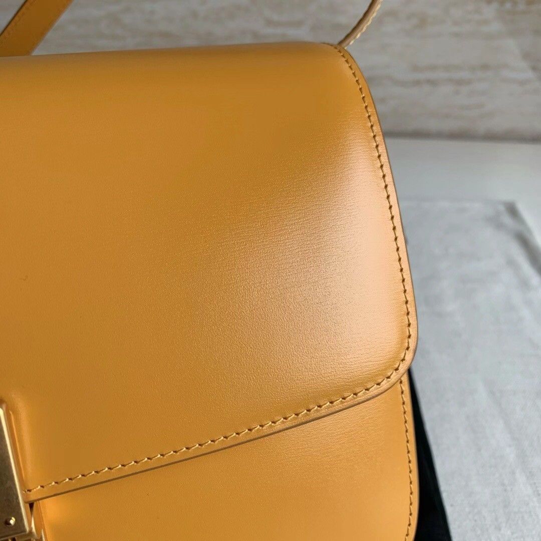 Celine Classic Box Medium Bag In Yellow Box Calfskin