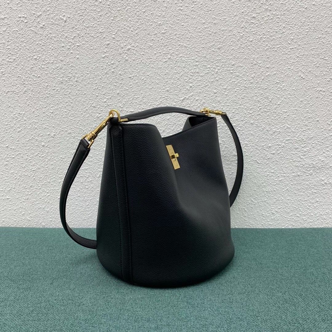 Celine Bucket 16 Bag In Black Grained Calfskin