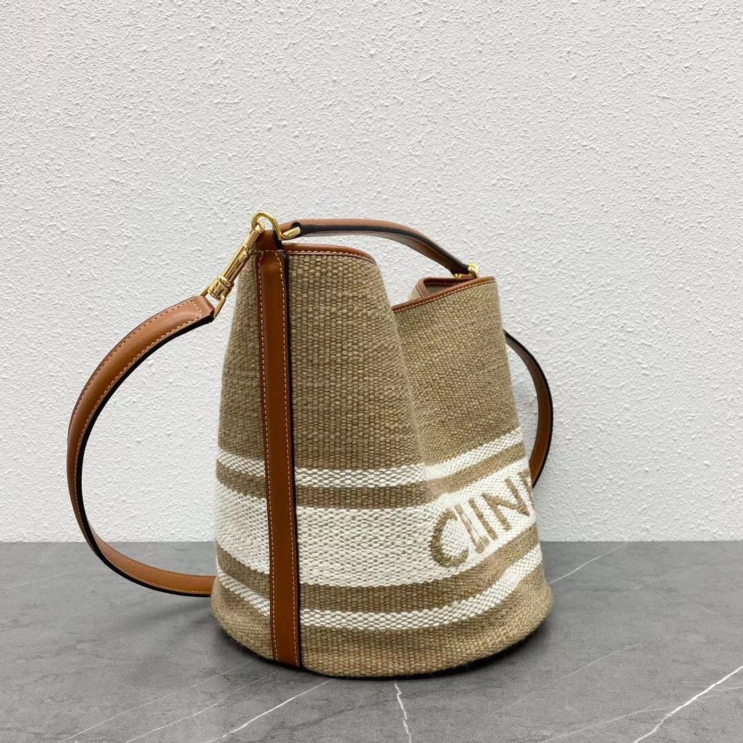 Celine Bucket 16 Bag In Textile with Celine Logo