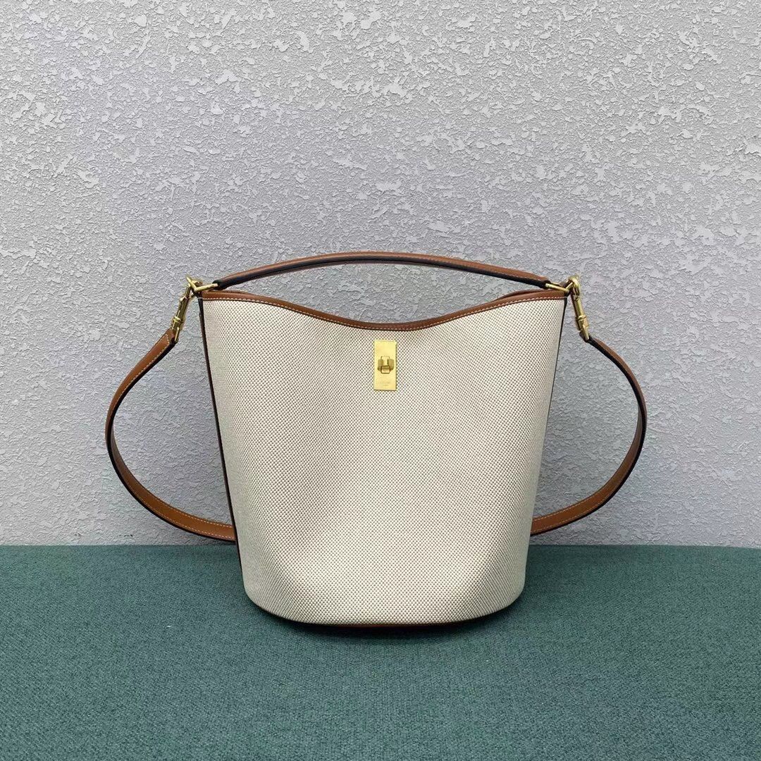 Celine Bucket 16 Bag In Textile and Calfskin