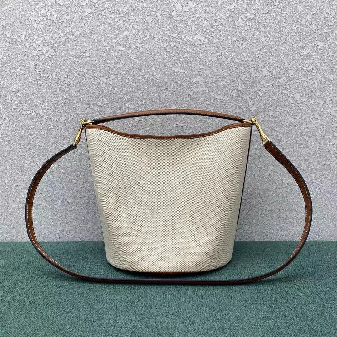 Celine Bucket 16 Bag In Textile and Calfskin