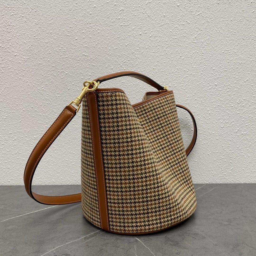 Celine Bucket 16 Bag In Tweed and Calfskin