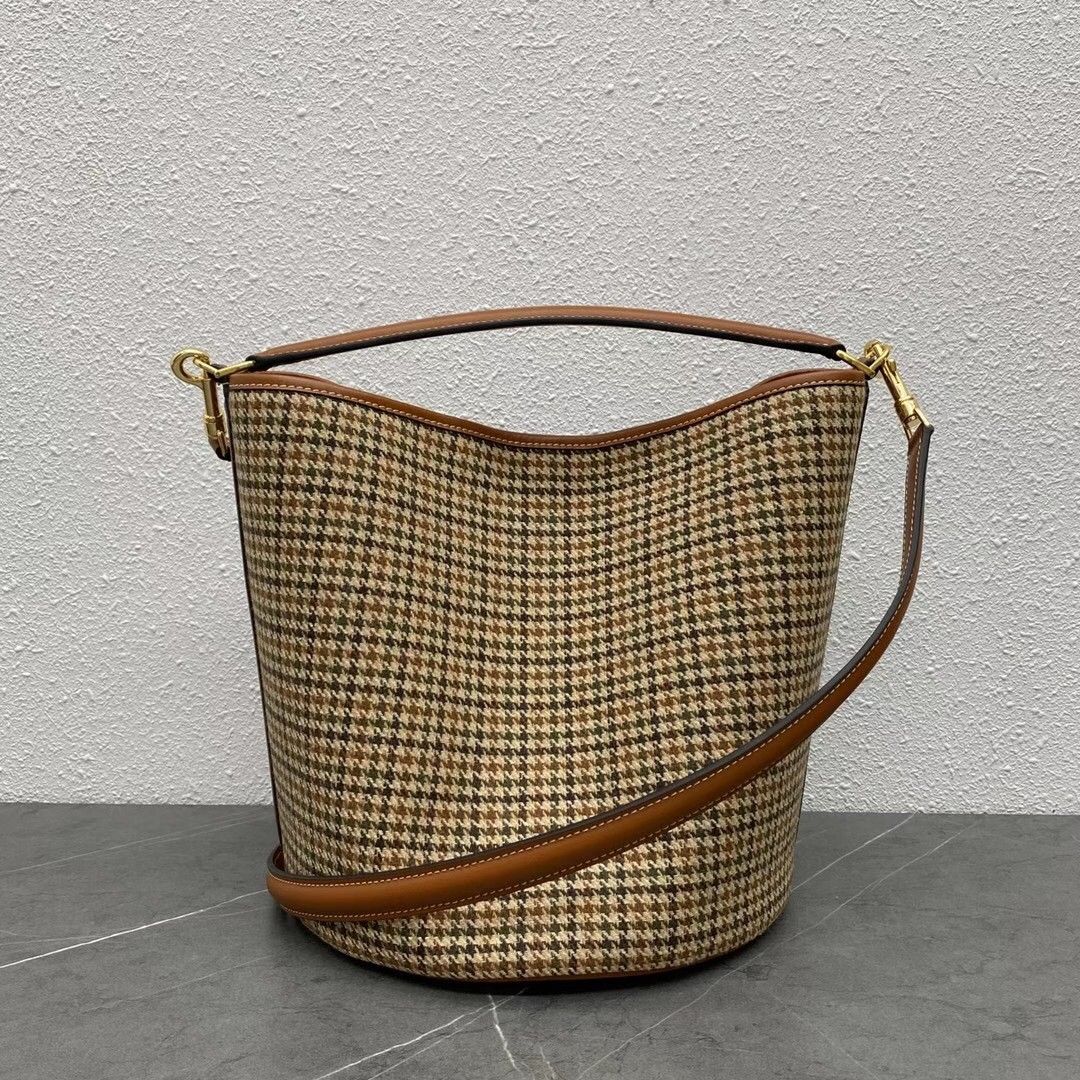 Celine Bucket 16 Bag In Tweed and Calfskin