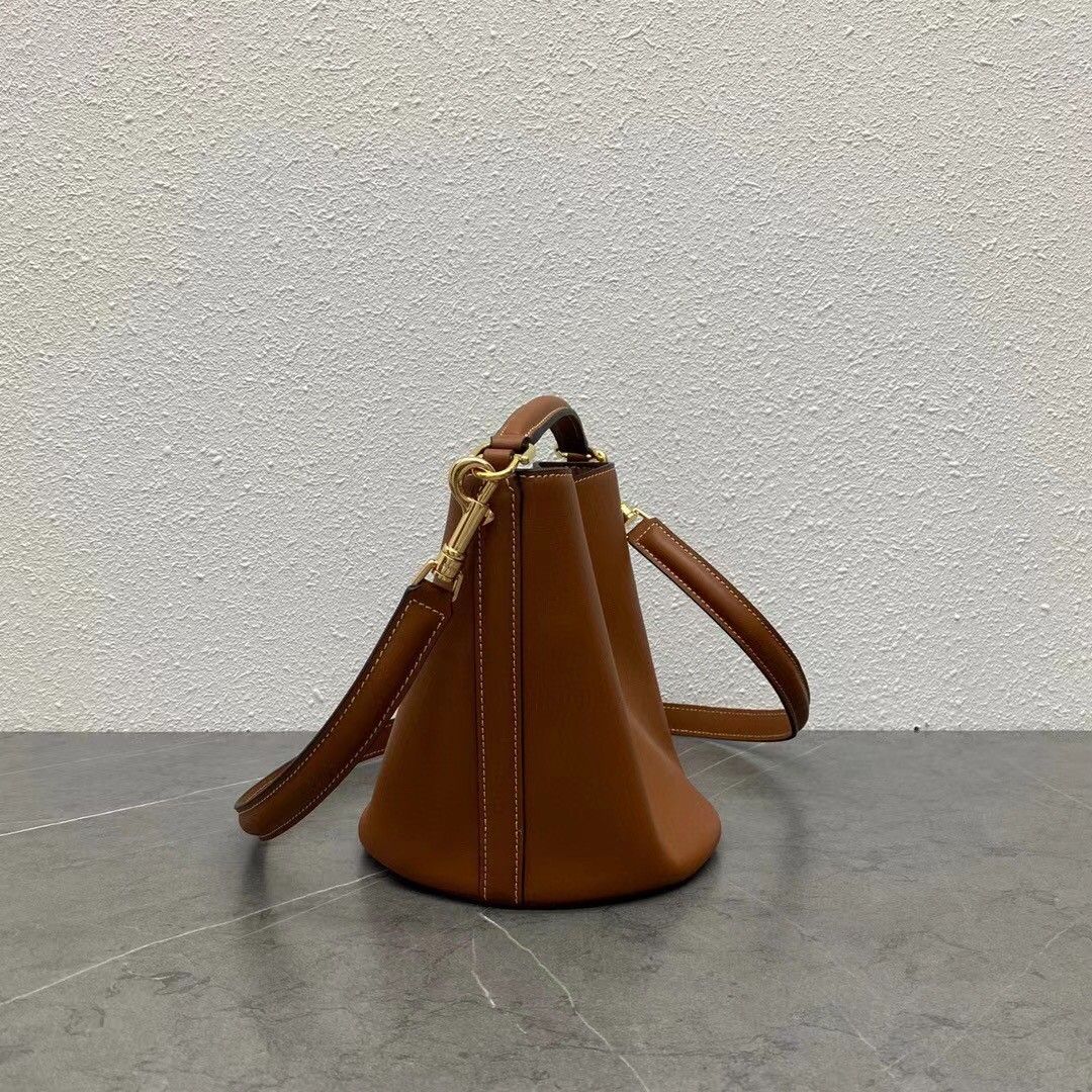 Celine Teen Bucket 16 Bag In Brown Calfskin