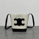 Celine Small Bucket Cuir Triomphe In White Textile