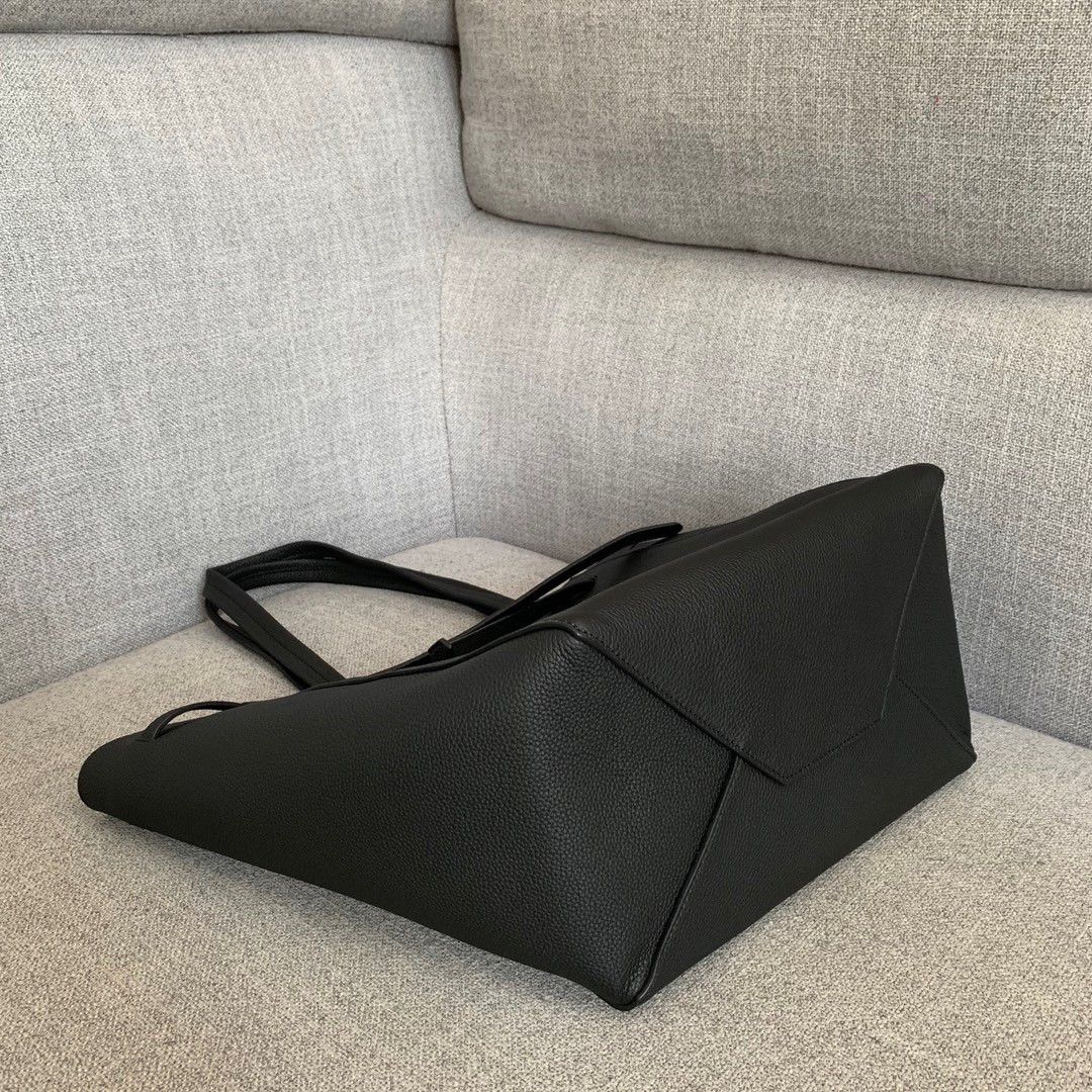 Celine Small Cabas Phantom Bag In Black Grained Calfskin