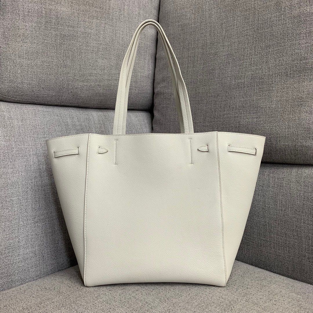 Celine Small Cabas Phantom Bag In White Grained Calfskin