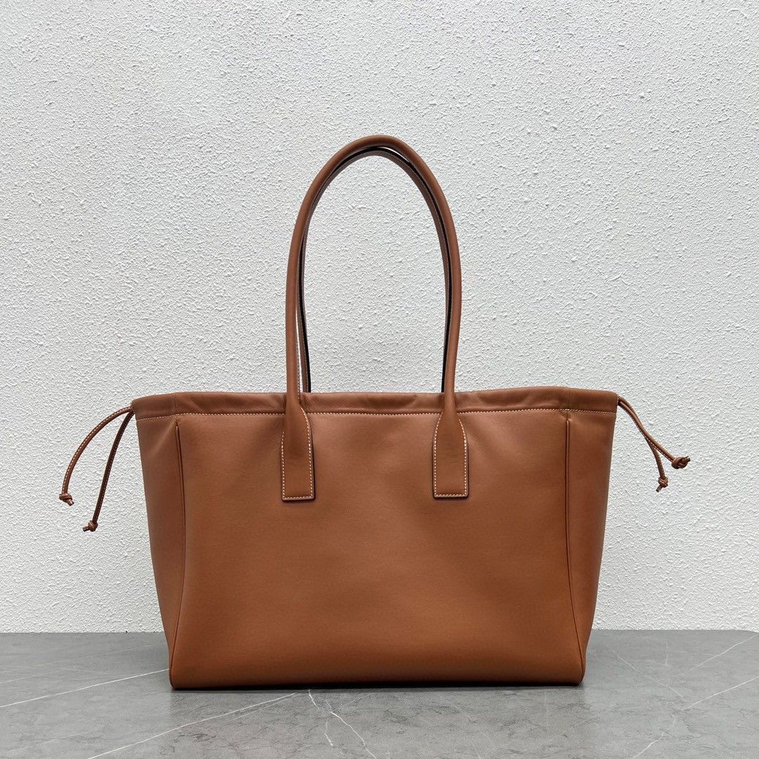 Celine Cabas Drawstring Cuir Triomphe Bag in Brown Calfskin