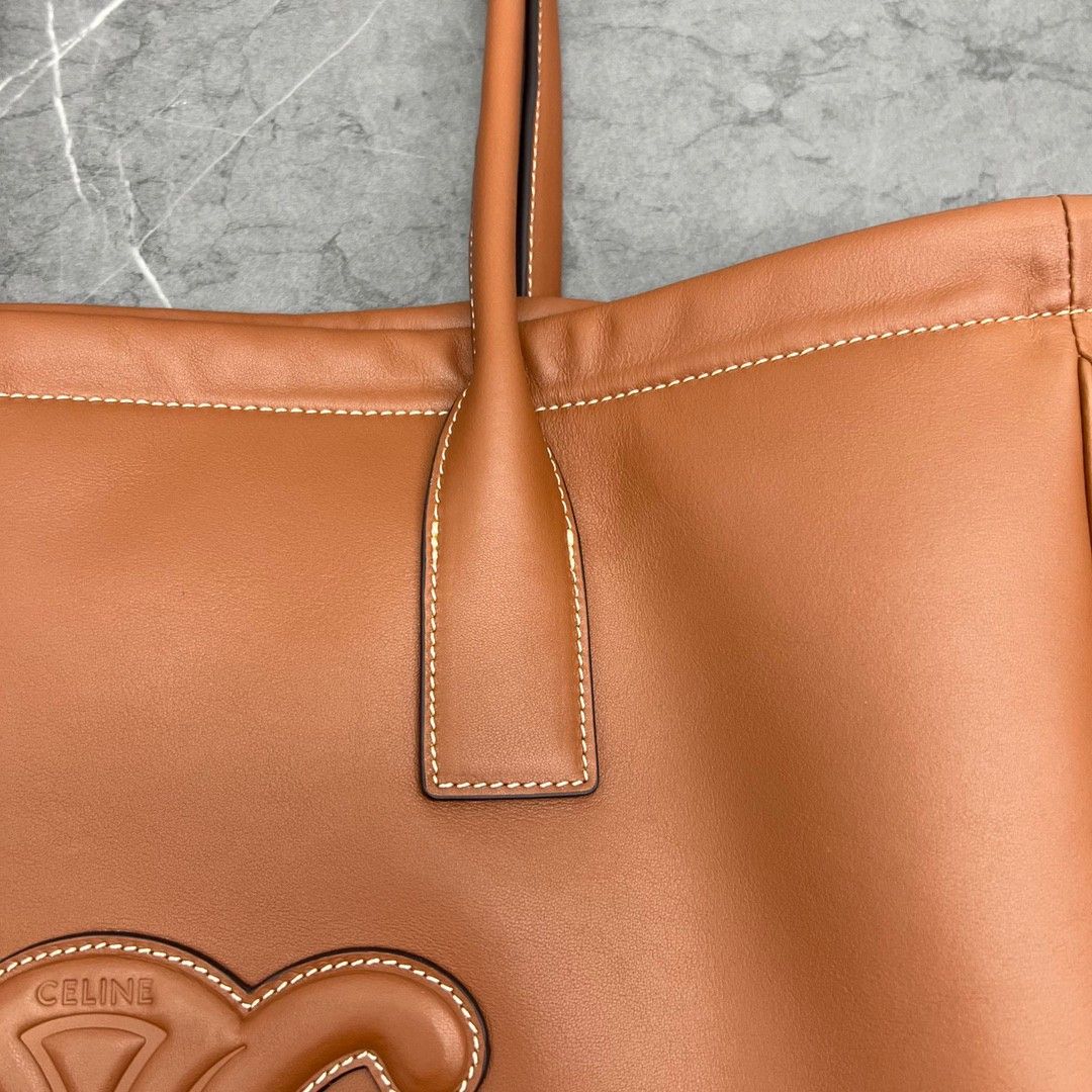 Celine Cabas Drawstring Cuir Triomphe Bag in Brown Calfskin