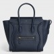 Celine Micro Luggage Tote Bag In Navy Blue Drummed Calfskin